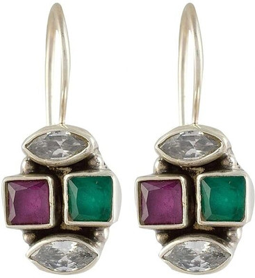 Shree Hari Exports Sterling Silver Emerald And Ruby Earrings Emerald, Ruby Sterling Silver Drops & Danglers
