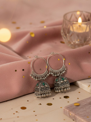 S Priyanka Traders Traditional Oxidized Silver Jhumka Earrings for Women/Girls Alloy Drops & Danglers, Jhumki Earring, Clip-on Earring