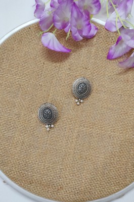 Prakriti Collection German Silver Women Party Wear Alloy Jhumki Earrings German Silver Earring Set