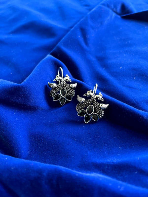 Hengar Traders Mor_Kundan_Black-3 Cubic Zirconia Alloy Earring Set