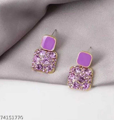 EARIC PEAL Western Style square diamond stud Korean Earrings for Women Alloy Stud Earring Cubic Zirconia Alloy Stud Earring