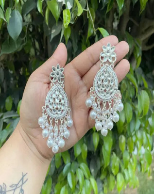 HEER HENI DESIGNER DROPS EARRINGS FOR WOMEN Pearl, Amethyst Alloy Chandbali Earring