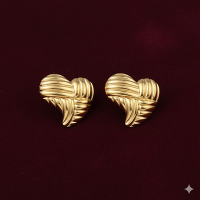 Glamshe Radiant Woven‑Texture Heart Stud Earrings for Girls and Women Stainless Steel Stud Earring