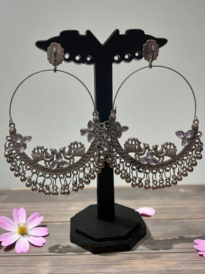 TANSUM COLLECTION Party Wear Fashion Oxidised Peacock Design Hoop Earrings for Women & Girls Beads Alloy Drops & Danglers, Hoop Earring, Earring Set