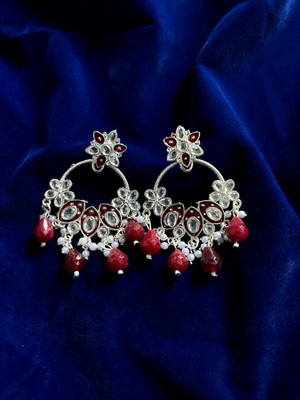 Hengarr Traders Meenakari_Star_Maroon-6 Cubic Zirconia Brass Earring Set