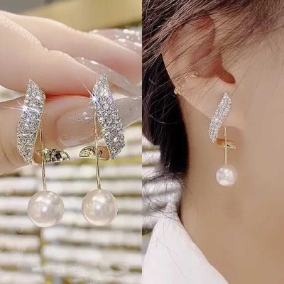 Mellisea Trendy Earrings For Women Girls Korean western Stylish fancy light weight shiny Cubic Zirconia, Diamond, Pearl Alloy Drops & Danglers, Hoop Earring, Jhumki Earring, Earring Set