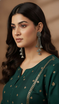 Nahmiz Trends Oxidized Silver-toned drop earrings Alloy Earring Set, Drops & Danglers, Chandbali Earring