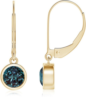 Sivori Bezel-Set Round Lab-Grown Alexandrite Leverback Drop Earring in Multicolorss Zircon Brass Earring Set