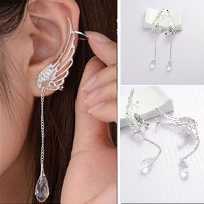 neze NZ 28 Sparkles Elegant Angel Wing Ear Cuff Clip On Stud Wrap Earrings Alloy Drops & Danglers