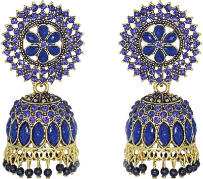 Glowstore Earrings For Women Floral Design Cubic Zirconia Jhumka Earrings For Women Brass Drops & Danglers