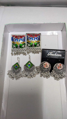 GOLD STAR HANDICRAFT Lac Kada Trendy Oxidised Ethnic Earrings Combo Metal Earring Set