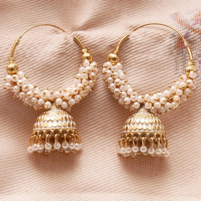 Mavya Ventures JHUMKA HOOP EARRING Pearl Alloy Hoop Earring