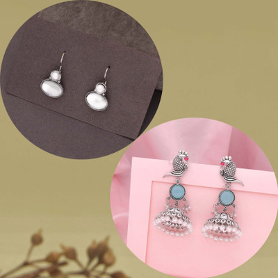 brado jewellery Silver Earring for Women & Girls Beads Brass Drops & Danglers, Stud Earring