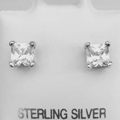 house of common Stylish Silver Plated Stone Studded Studs Cubic Zirconia Alloy Stud Earring
