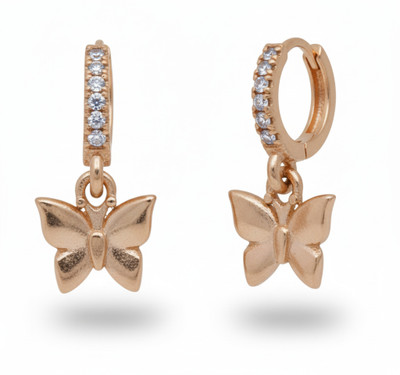 forevershine Rose Gold Plated Plain Butterfly Hoop Earrings / Bali Alloy Hoop Earring