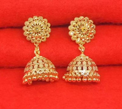 VellaFashion pack of 1 Pair gold-plated women golden Jhumka Brass Jhumki Earring Brass Jhumki Earring