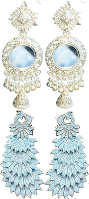 Hernger traders Mirror_earring_05 & earwo-je-green4@_01 Cubic Zirconia Alloy Earring Set
