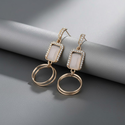 styra Korean Style Geometric Dangle Earrings for Women Alloy Drops & Danglers