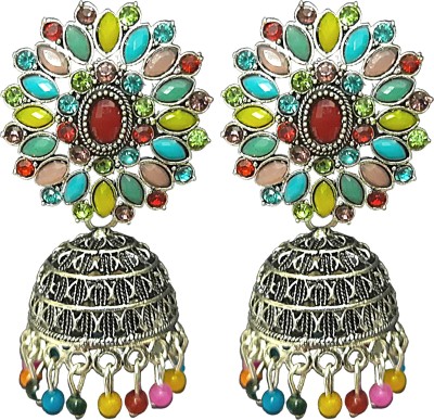 Srisha Ethnic wear multicolor Jhumki Coral Brass, Metal, Stone Jhumki Earring