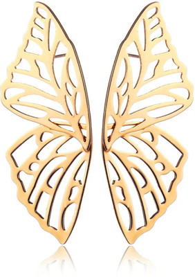 JASEELA Korean Butterfly Wings Earrings For Women & Girls Brass Hoop Earring