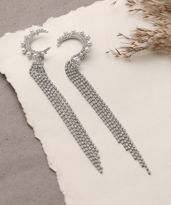 SOHI Silver Plated Party Designer Stone Drop Earring For Women Alloy Drops & Danglers