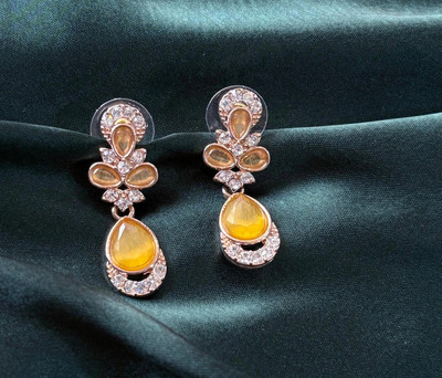 Aira Creations Yellow Golden Diamond Copper Drops & Danglers