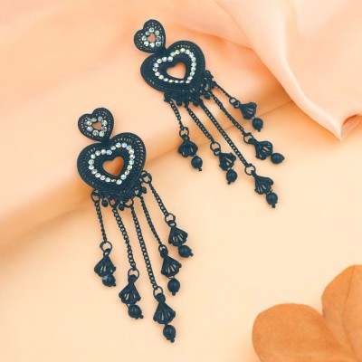 Her Glimpse SP_TJH 15 BLACK HEART Metal Jhumki Earring