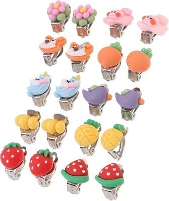 Kela devi 6 Pairs of No Pierced Cute Cartoon Acrylic Clip-on Earring
