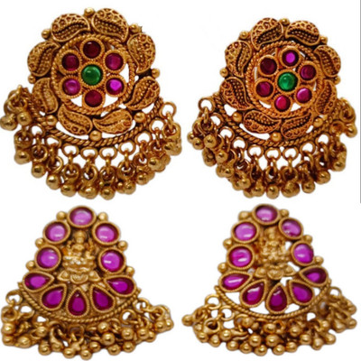 DK FASHION GOLD PLATED ZUMKI EARRING-1ER10-GOLD Ruby Brass Jhumki Earring