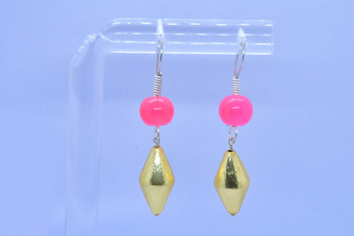 Ever Trendy Jewels Elegant and Stylish for Everyday Wear Pink Sapphire Glass Stone Beads Metal Earring Set