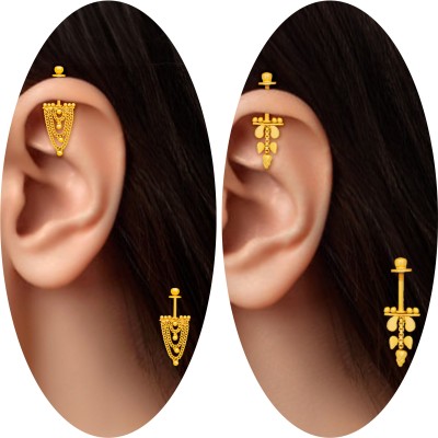 Drashti Collection Traditional Maharashtrian Look Bugadi Earrings For Women And Girls Pack Of 2 Brass Ear Thread