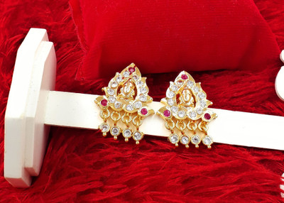 Anujeet Fashion Hub Gold Plated Covering 5 metal Impon AD Stone Dangler Earrings For Women & Girls Copper Drops & Danglers