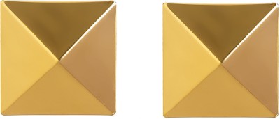 QUECY Golden Square Pattern Quirky Dangler Earrings for Women Alloy Stud Earring