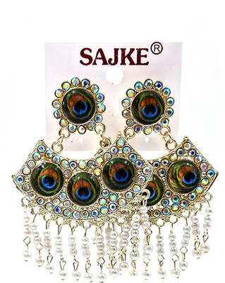 REQUANCE Traditional Peacock Pearl Chandbali Metal Drops & Danglers