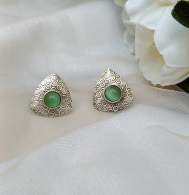 Gupta's Creation Earrings for Women and Girls | Silver Plated Triangular Stud Earrings Brass Stud Earring
