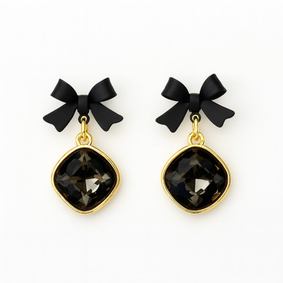 ORUKA Bow Stone Korean Earrings Beads Alloy Stud Earring