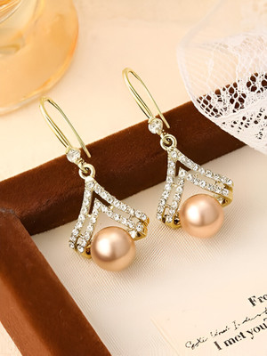 IStyleRight Fan Pearl Earrings Alloy Hoop Earring