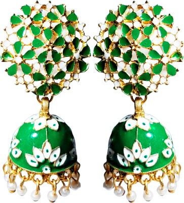 Genie and Gilli Meenakari Work Enamelled Jhumka Traditional Earings Brass Jhumki Earring