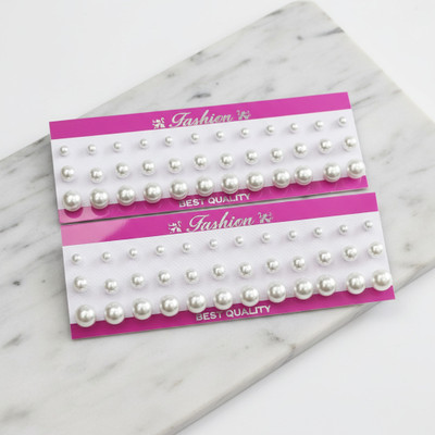 iQna Pack of 36 Pairs Pearl Stud Earrings for Girls, Women & Kids | Daily Wear Combo Pearl Crystal Stud Earring