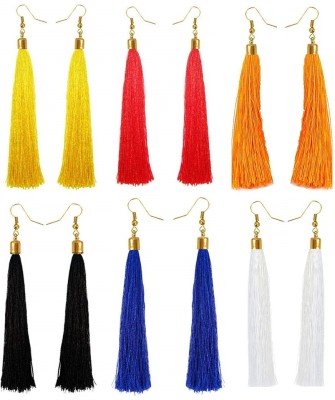 URBANELA Handmade Silk Thread Tassel Earrings combo of 6 Silk Dori Tassel Earring