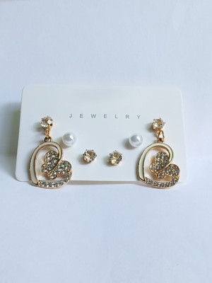 Rishab Traders yellow heart butterfly earring 3 set Metal Earring Set