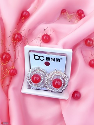 divisha gems 5 PETAL ROSE Coral Alloy Stud Earring