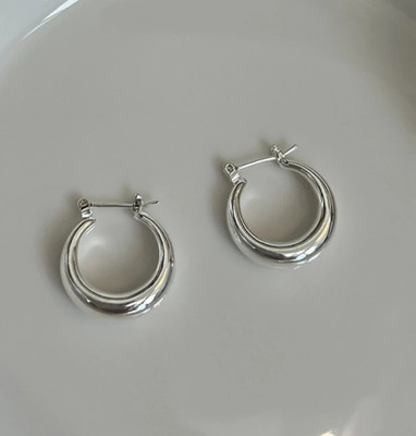 AKISON JEWELS Shiny Silver Small Hoop earring Korean Earrings For Women Girls Western Earring Alloy Hoop Earring, Earring Set