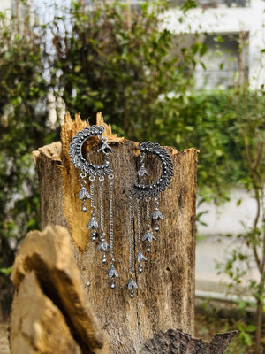 Omorfia Retails Chandbali Oxidised Silve Earrings Metal Chandbali Earring, Earring Set, Jhumki Earring, Drops & Danglers