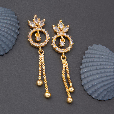 Radheshyam Creation R. Golden Earring Cubic Zirconia Alloy Earring Set