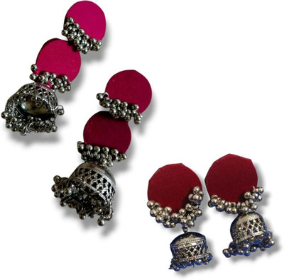 DIPRIYA GALLERY MAROON FABRIC STUD EARINGS COMBO PACK OF 2 Fabric Stud Earring