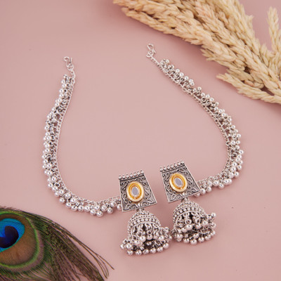 GC PREMIUM JEWELLERY Premium Stylish Oxidised Earring/Jhumki With Chain For Girls & Women Brass Jhumki Earring