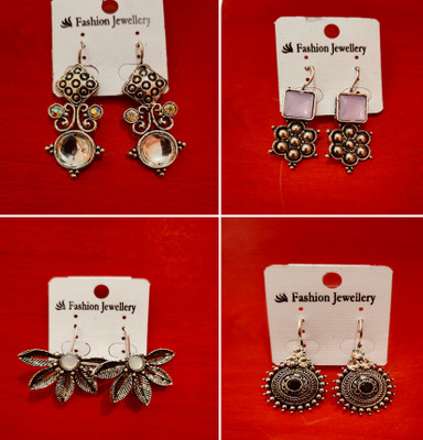 sarthak royal Combo of 4 Pair Korean Earing Cuff Stud Earrings Stylish & Fashionable Earing Crystal Alloy Earring Set
