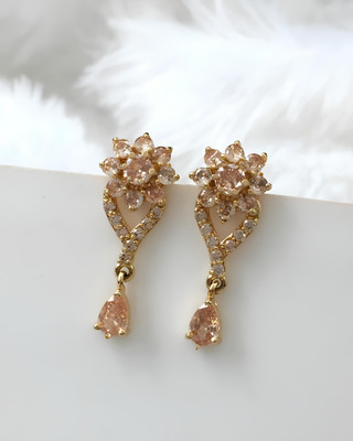 PBM CREATIONS GOLD PLATED AD STONE WEDDING JHUMKI / PEARL STUD / KUNDAN BEADS EARRING Copper Drops & Danglers, Jhumki Earring