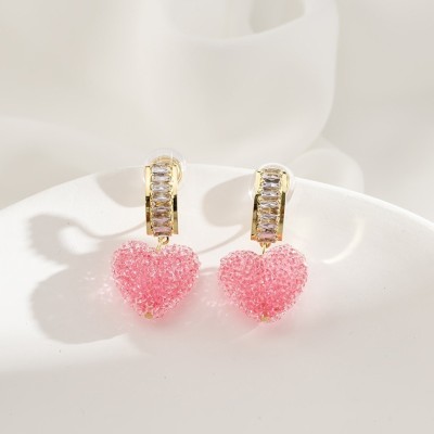 MYKI MYKI Lovely Pink Heart Dangle Earring For Women & Girls Alloy Stud Earring